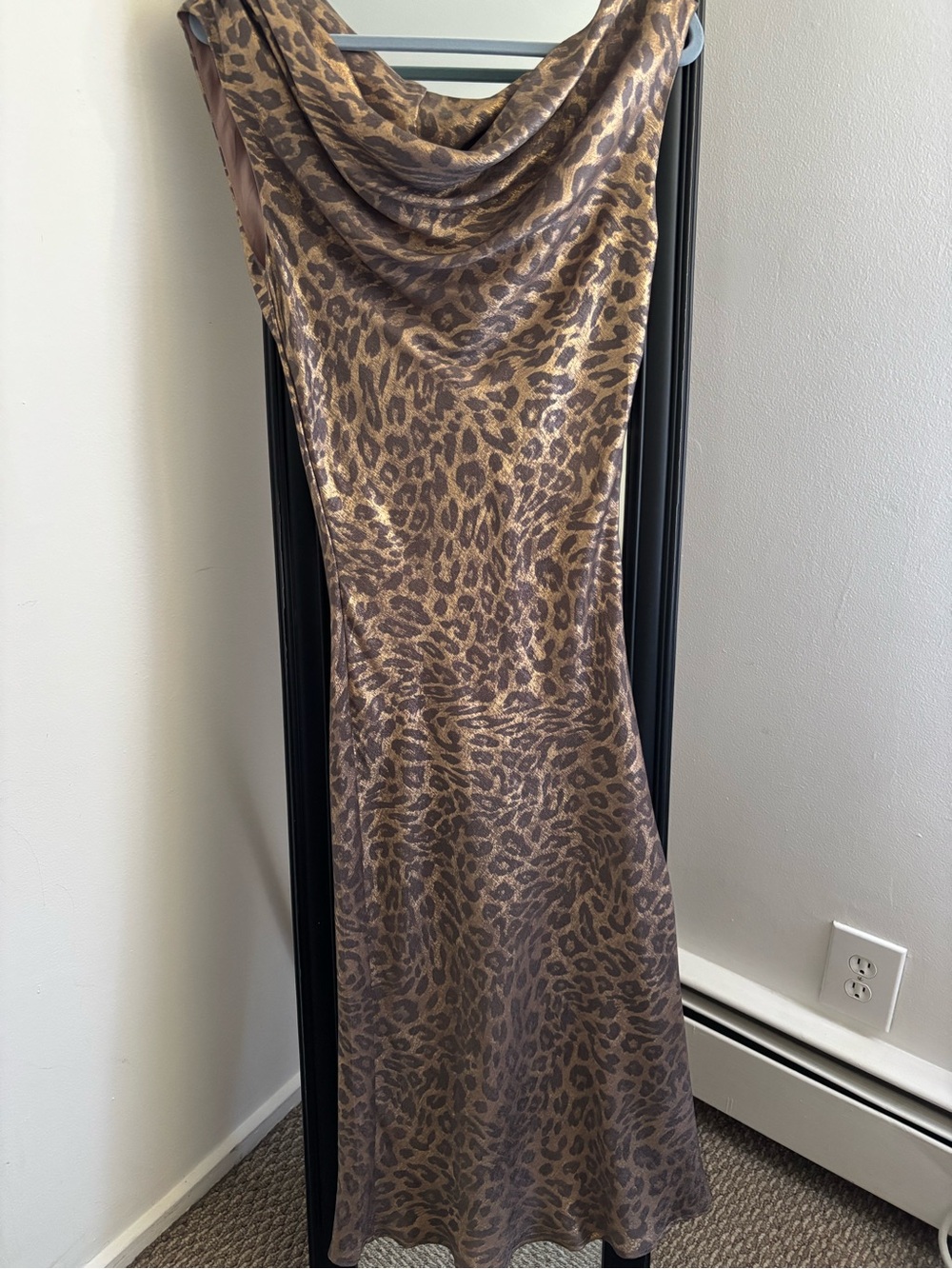 Leopard Print Cowl Neck Women’s Sleeveless Dress in Brown